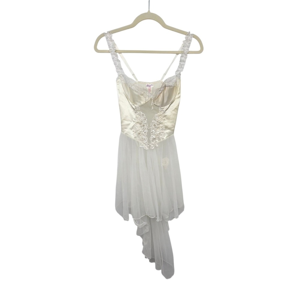 Vintage 80s 90s Fredericks Hollywood Beaded Bustier Corset Nightie Dress Women S